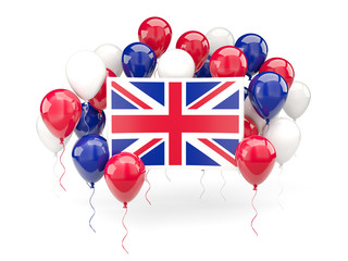 Flag of united kingdom with balloons