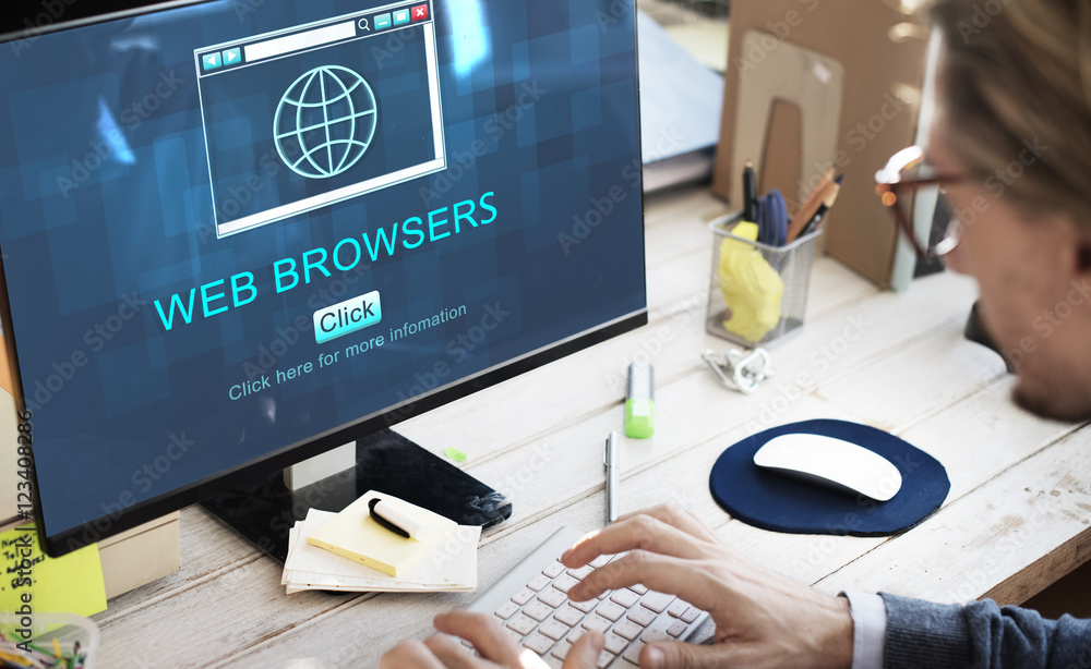 Poster web browsers global page site interface concept