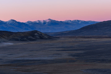 mountains river sky sunset autumn