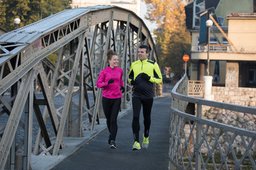 young  couple jogging