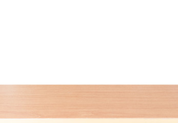 Wood table top on white background