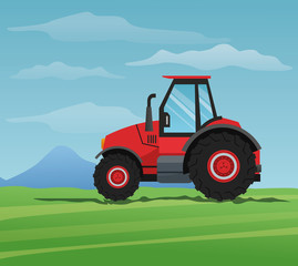 Truck machine over landscape icon. Farm lifestyle agriculture harvest and rural theme. Colorful design. Vector illustration