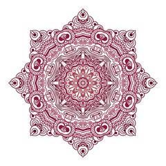 Beautiful Indian floral ornament. Ethnic Mandala. Henna tattoo style. hand drawn design