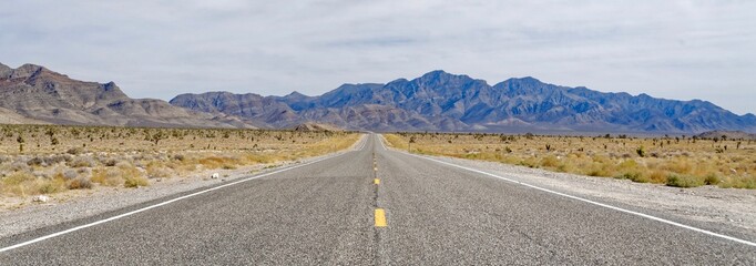 Desert Highway near Area 51 in Nevada, USA - obrazy, fototapety, plakaty
