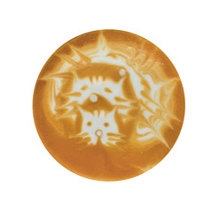 Coffee latte isolated on white background, cats shape