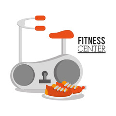 Spinning machine and shoes icon. Fitness gym bodybuilding and healthy lifestyle theme. Colorful design. Vector illustration