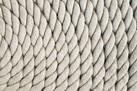 Old white rope closeup
