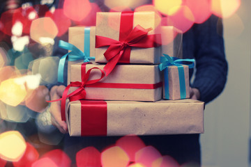gift stack hand christmas