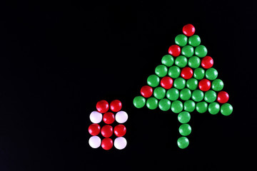 christmas tree shape candy background
