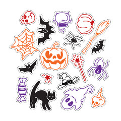 Happy halloween icons set.