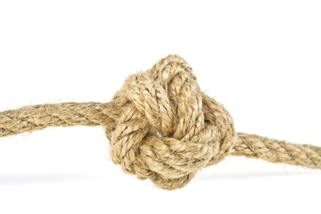 Rope on a white background, Celtic knot button.