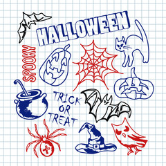 Happy halloween icons set.