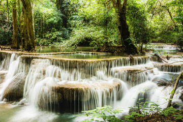 Huay Mae Kamin waterfall, the beautiful waterfall in deep forest at Srinakarin Dam National Park - Huay Mae Kamin waterfall. Kanchanaburi, Thailand