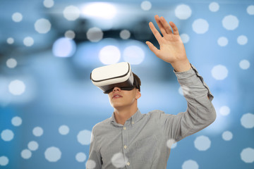 Man wearing virtual reality glasses