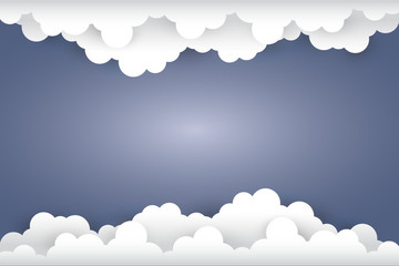 Cloud  on dark blue background  Paper art Style.vector Illustrat