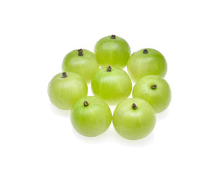 Indian gooseberry or Amla (Phyllanthus emblica) isolated on whit
