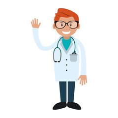 Doctor cartoon icon. Medical and health care theme. Isolated design. Vector illustration
