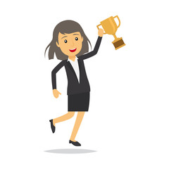 Businesswoman with top honour isolated character vector illustration