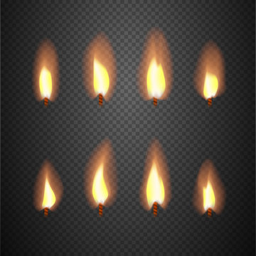 Burning candle flame animation vector frames
