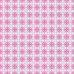 Simple seamless wallpaper with a pattern of purple flowers in a linear style, geometric style. Good for wallpaper, packaging, invitations, background, scrap-booking. Vector