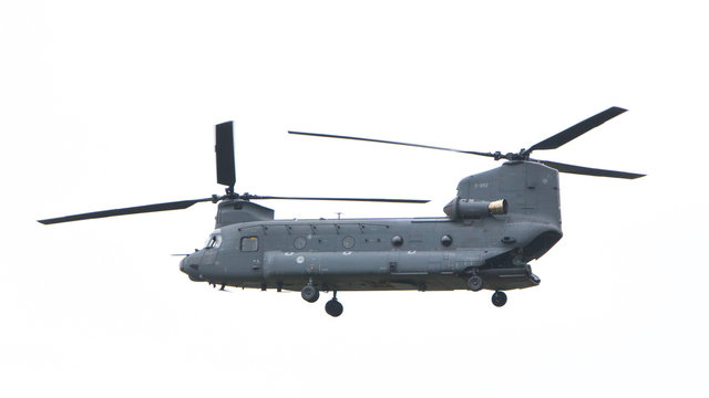 LEEUWARDEN, NETHERLANDS - JUNI 11 2016: Chinook CH-47 military h
