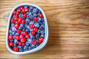 Blueberries And Cranberry In A Cup