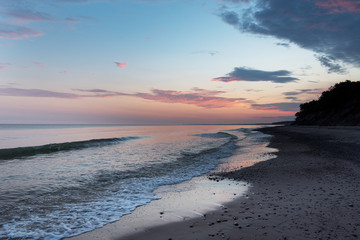 Summer solstice morning at Baltic sea, Latvian coast.