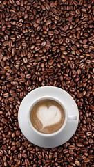 Coffee cup. Love LATTE ART, Heart shape with text space