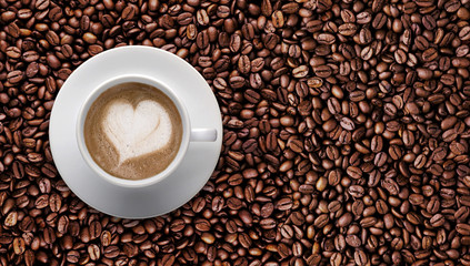 Coffee cup. Love LATTE ART, Heart shape with text space