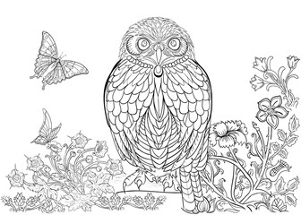 Hand drawn ink pattern. Coloring book for adult
