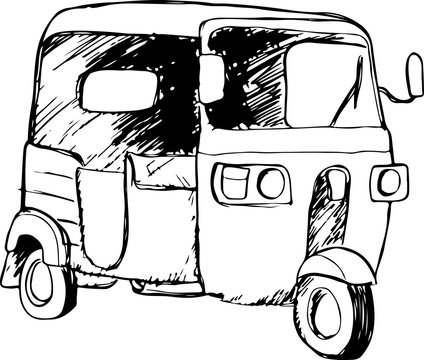 Vector graphic of a traditional taxi in Indonesia known as Bajaj or Bajai