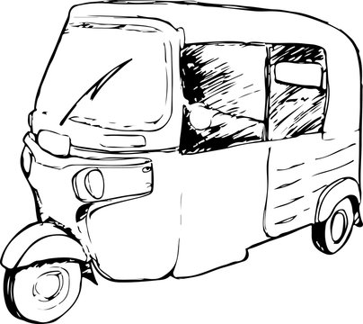Vector graphic of a traditional taxi in Indonesia known as Bajaj or Bajai