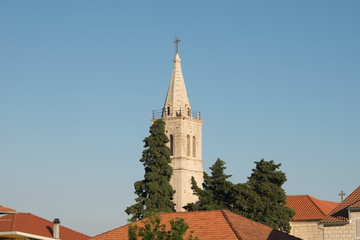 Fototapeta na wymiar Orebic,church bell tower,Croatia,Europe