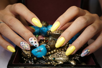 Awesome nails and beautiful clean manicure. Nails are natural. Manicure is made using nails drill machine.