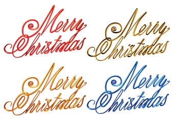 Merry Christmas Lettering Design. Isolated. 3D illustration