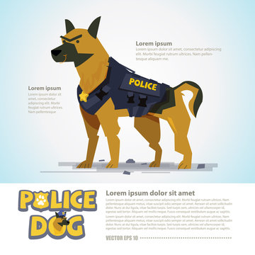 smart police dog. character design come with typographic  - vect