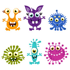 Cartoon Cute Monster Set.Colorful monsters with different emotions. Vector illustration
