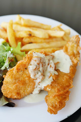 fish and chips, deep fried crispy meal