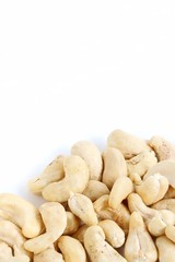 Natural Cashew Nuts on White Background