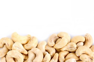 Natural Cashew Nuts on White Background