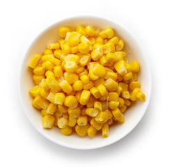 Bowl of sweet corn from above