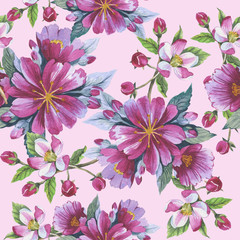 Wildflower rose flower pattern in a watercolor style isolated. Aquarelle wild flower for background, texture, wrapper pattern, frame or border.