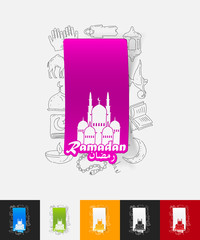 mosque paper sticker with hand drawn elements