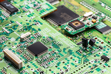 Microchip on green board