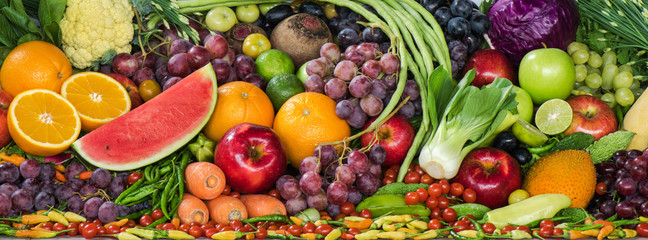 Group of fresh fruits and vegetables organics