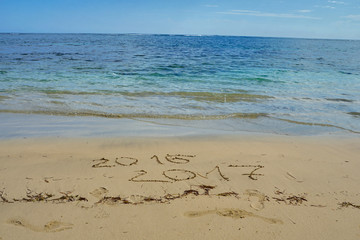  2016 and 2017 year on the sand beach