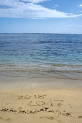  2016 and 2017 year on the sand beach