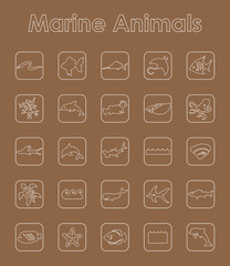 Set of marine animals simple icons