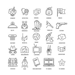 Fototapeta premium Film genre icon set