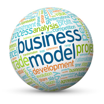 BUSINESS MODEL vector tag cloud sphere